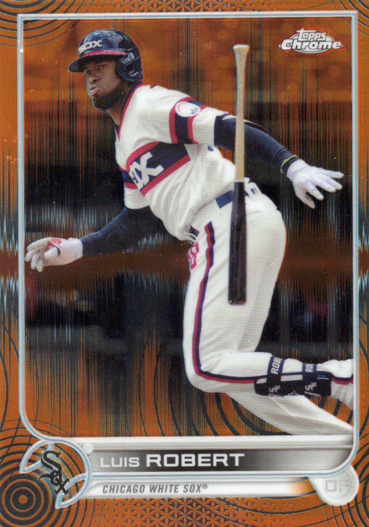 2022 Topps Chrome Sonic Luis Robert #137 Orange/Black Sonic Pulse Refractor /25 front scan
