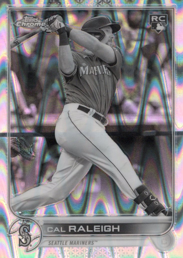 2022 Topps Chrome Sonic Cal Raleigh Rookie #149 Black & White RayWave Refractor front scan