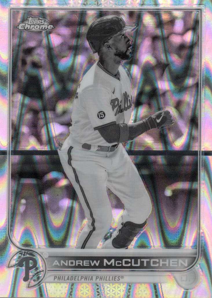 2022 Topps Chrome Sonic Andrew McCutchen #153 Black & White RayWave Refractor front scan