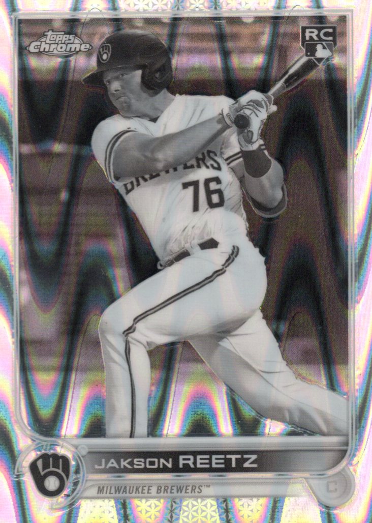2022 Topps Chrome Sonic Jakson Reetz Rookie #157 Black & White RayWave Refractor front scan