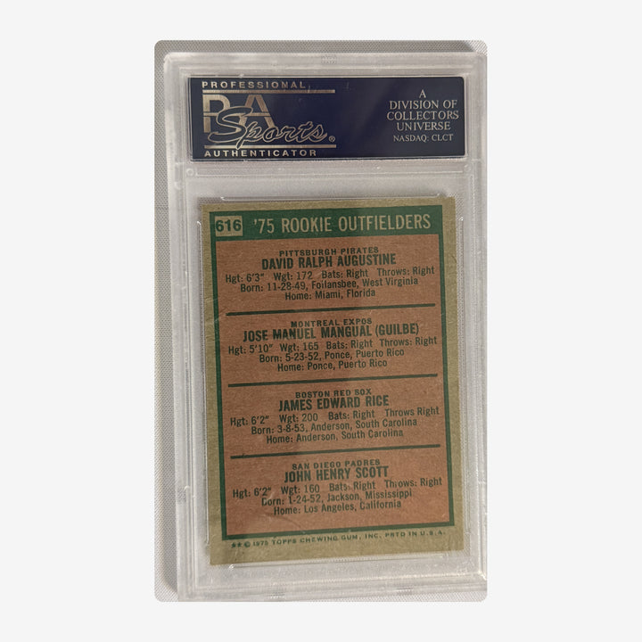 Back of 1975 Topps Jim Rice Rookie 