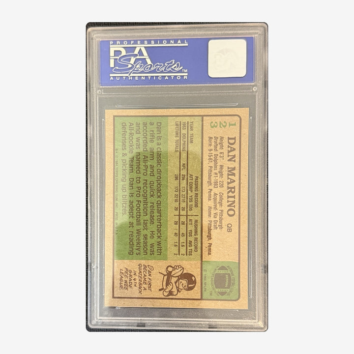 Back of 1984 Topps Dan Marino Rookie 