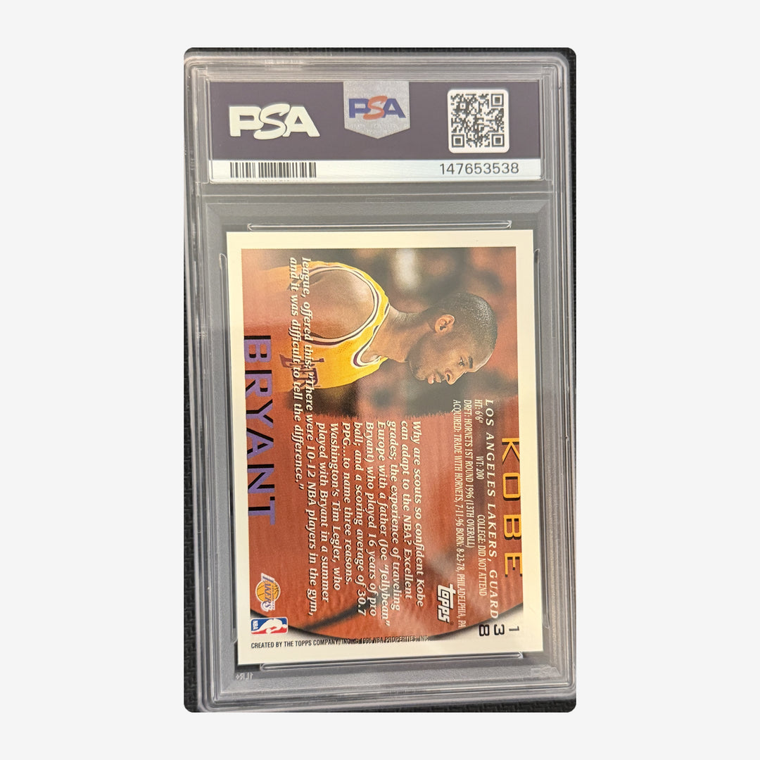 Back of 1996-97 Topps Kobe Bryant Rookie 