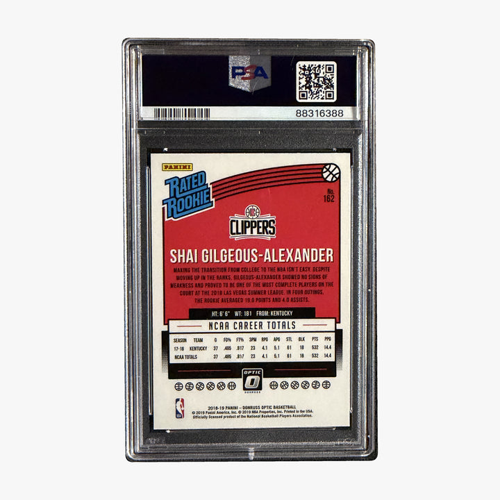 Back of 2018 Donruss Optic Shai Gilgeous-Alexander Rated Rookie 