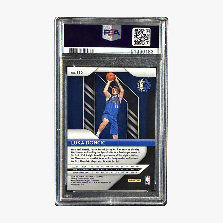 Back of 2018-19 Panini Prizm Luka Doncic Rookie 