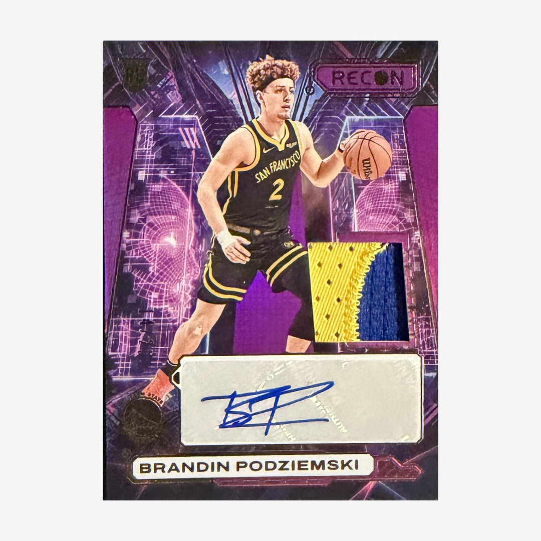 2023-24 Panini Recon Brandin Podziemski Novice Patch Autographs #NPA-POD /25 — front showing autograph and patch detail