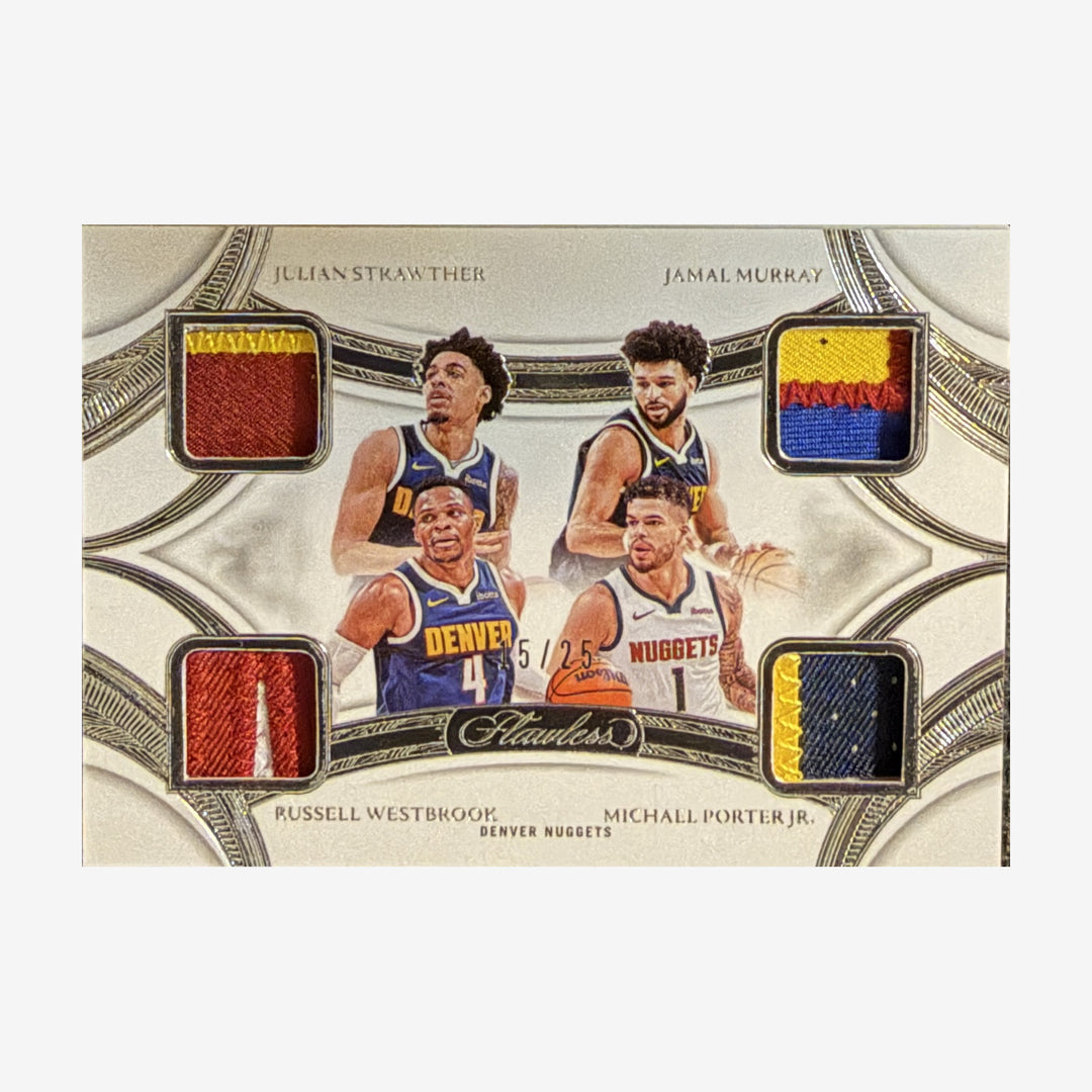 2024-25 Panini Flawless Denver Nuggets Quad Patches #QP-DEN /25 — front showing relic and patch detail