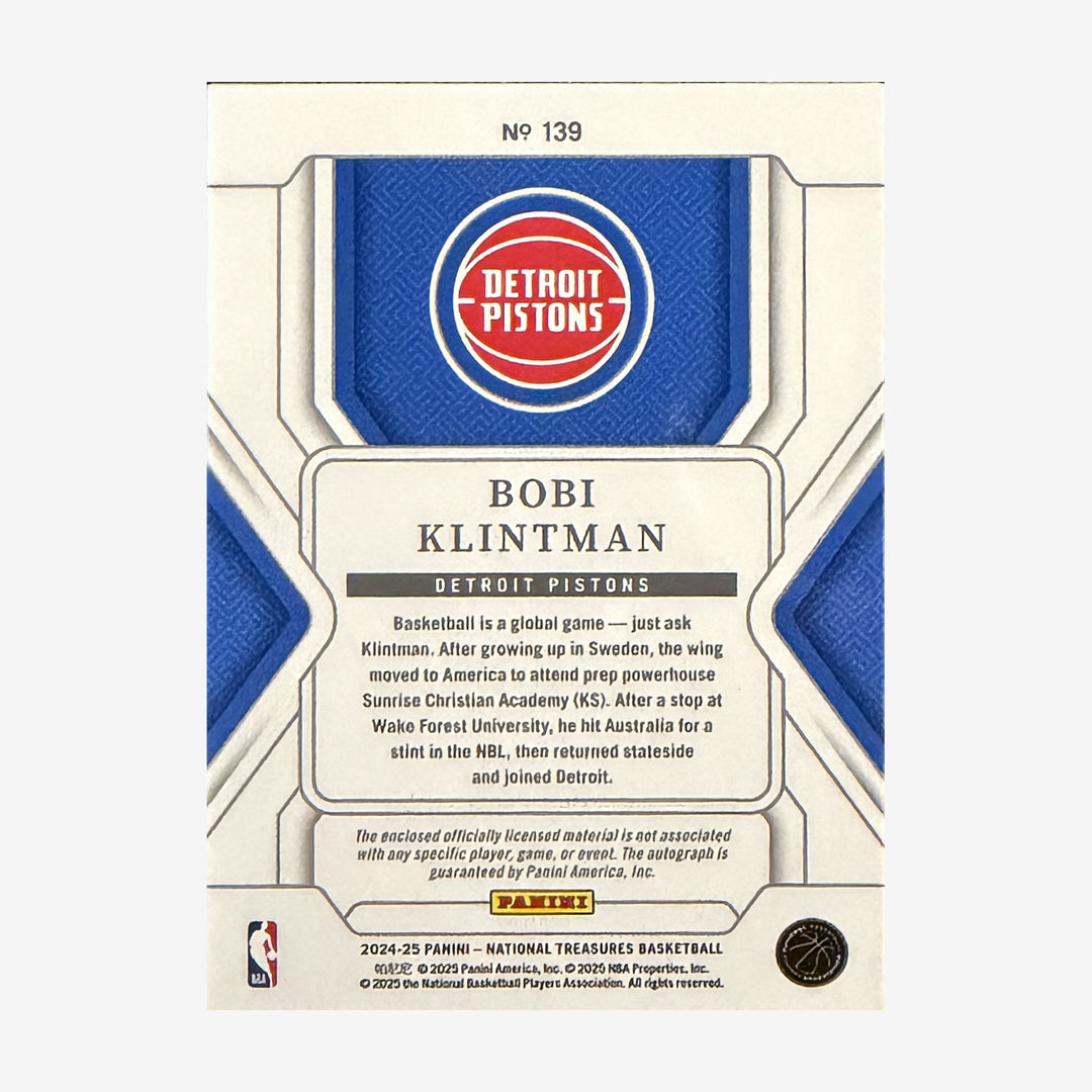 2024-25 Panini National Treasures Bobi Klintman Rookie Patch Autograph 