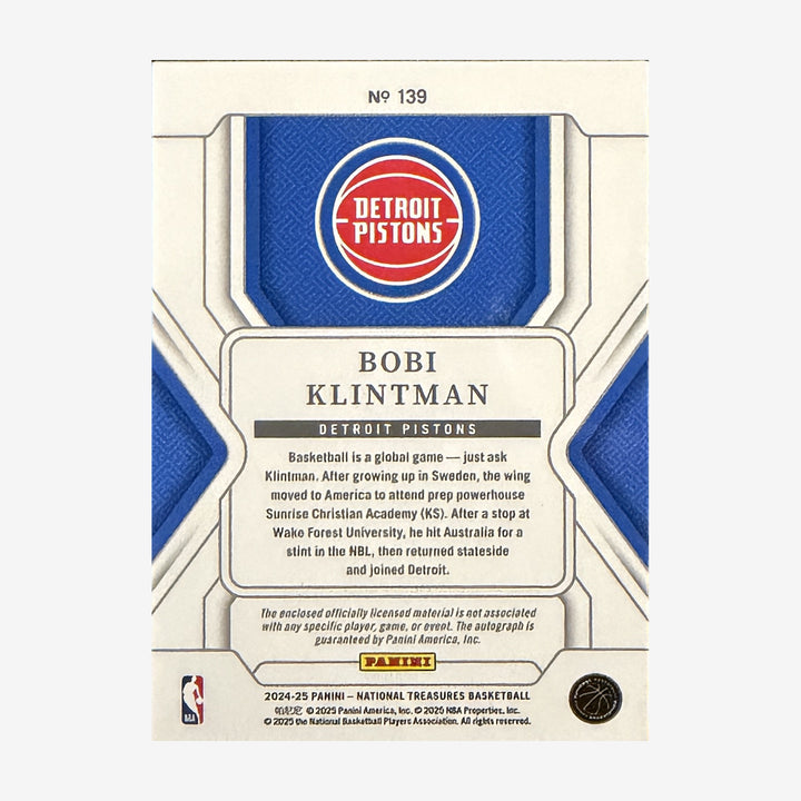 2024-25 Panini National Treasures Bobi Klintman Rookie Patch Autograph 