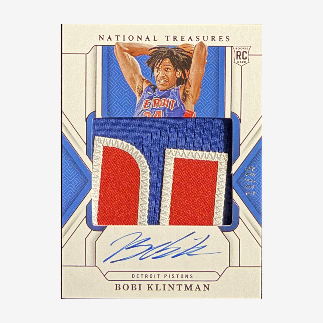 2024-25 Panini National Treasures Bobi Klintman Rookie Patch Autograph #139 /25 — front showing autograph and patch detail