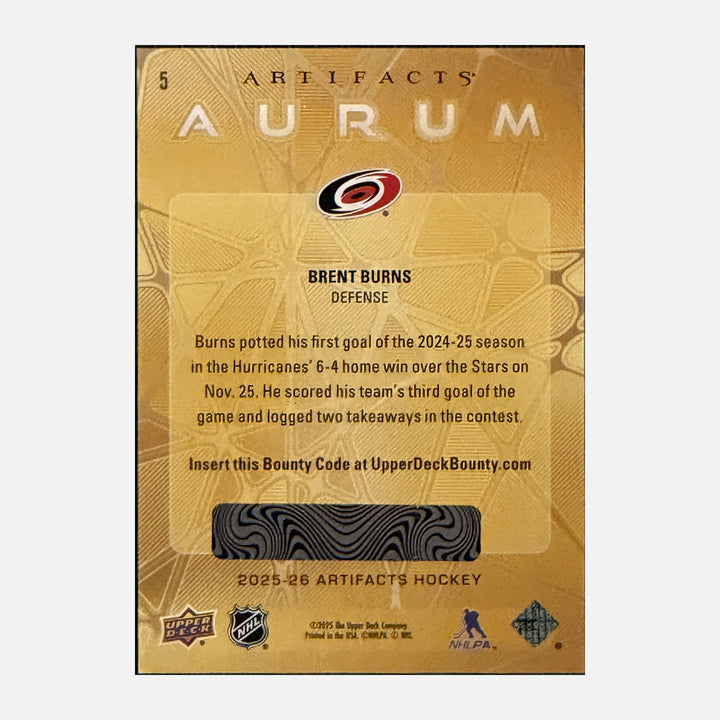 Back of 2025-26 Artifacts Brent Burns 