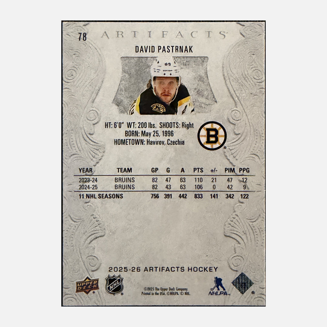 Back of 2025-26 Artifacts David Pastrnak 