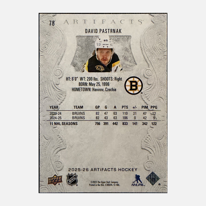 Back of 2025-26 Artifacts David Pastrnak 