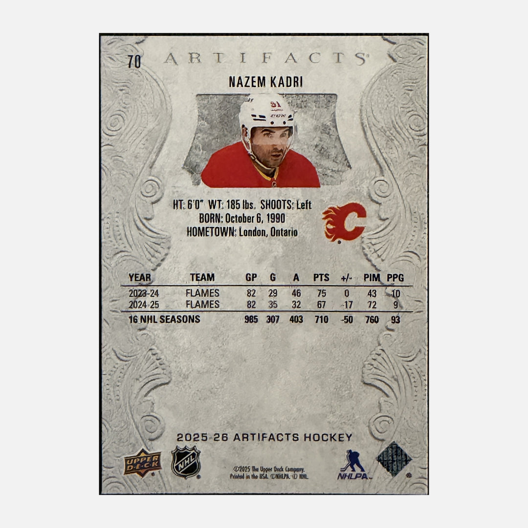 Back of 2025-26 Artifacts Nazem Kadri 