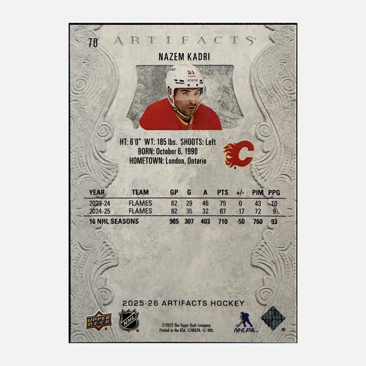 Back of 2025-26 Artifacts Nazem Kadri 