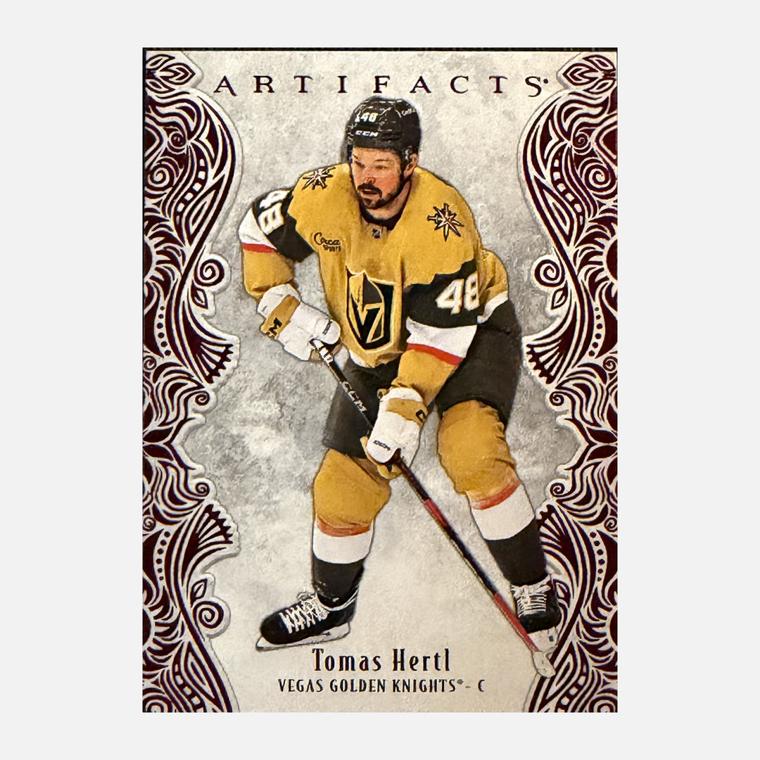 Front of 2025-26 Artifacts Tomas Hertl #23 Ruby Red /599 - Vegas Golden Knights