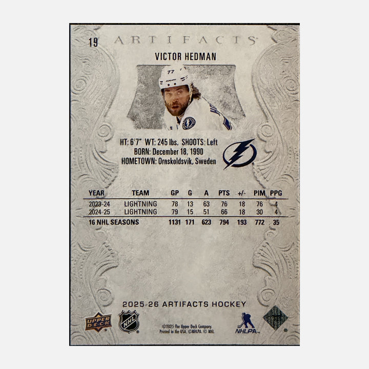 Back of 2025-26 Artifacts Victor Hedman 