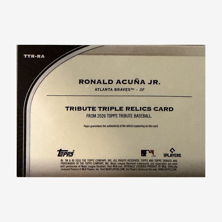 2026 Topps Tribute Ronald Acuña Jr. Tribute Triple Relics 