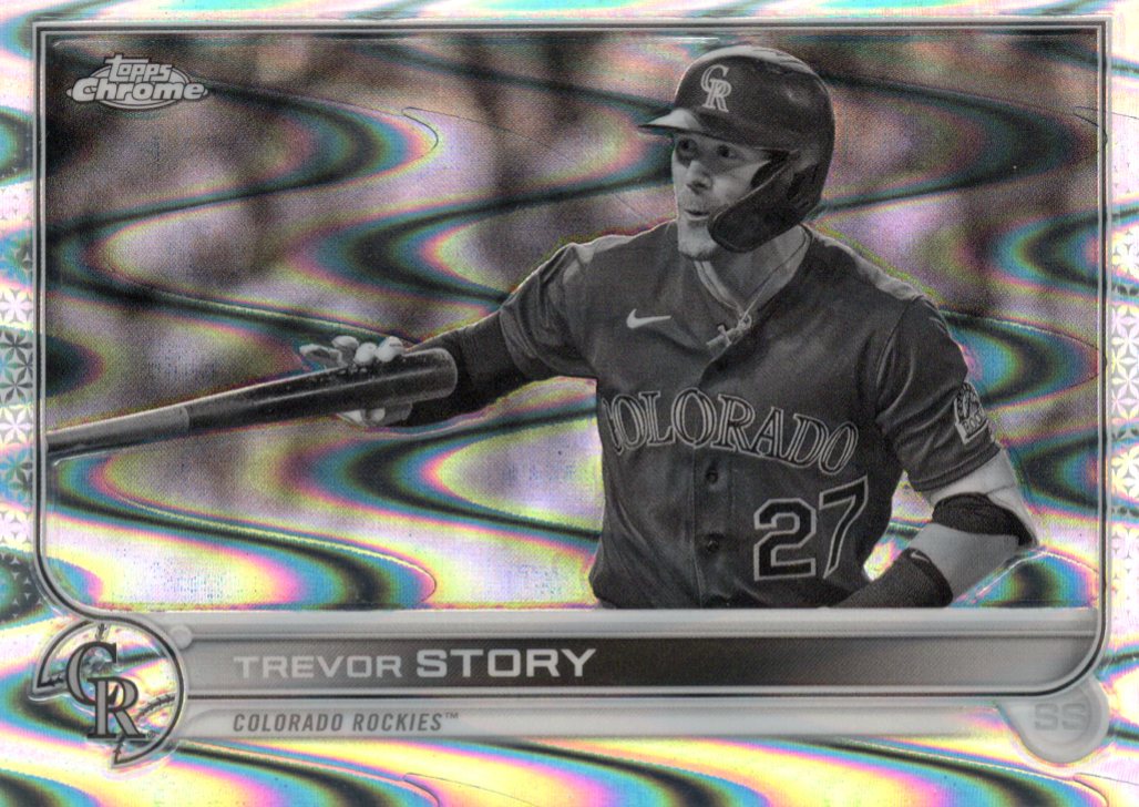 2022 Topps Chrome Sonic Trevor Story #27 Black & White RayWave Refractor front scan