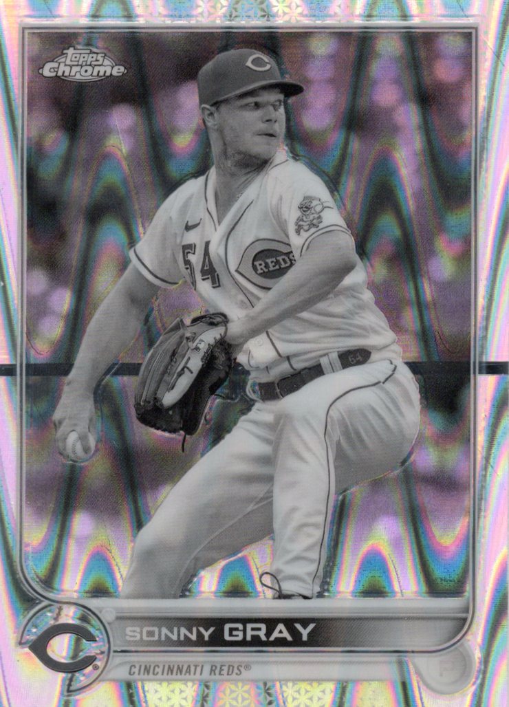 2022 Topps Chrome Sonic Sonny Gray #76 Black & White RayWave Refractor front scan