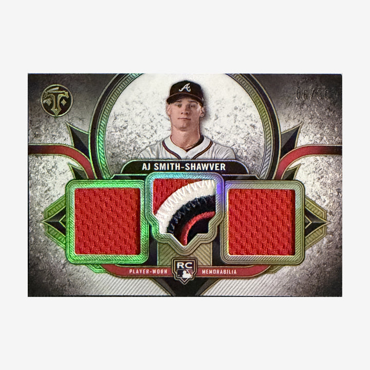 2024 Topps Triple Threads AJ Smith-Shawver Rookie Team Relics /36 — front of card