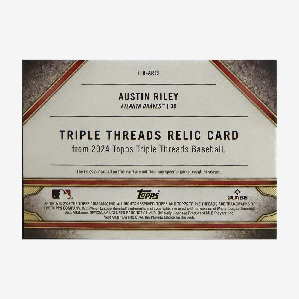 2024 Topps Triple Threads Austin Riley Triple Relic #TTR-ARI3 /36 — back of card