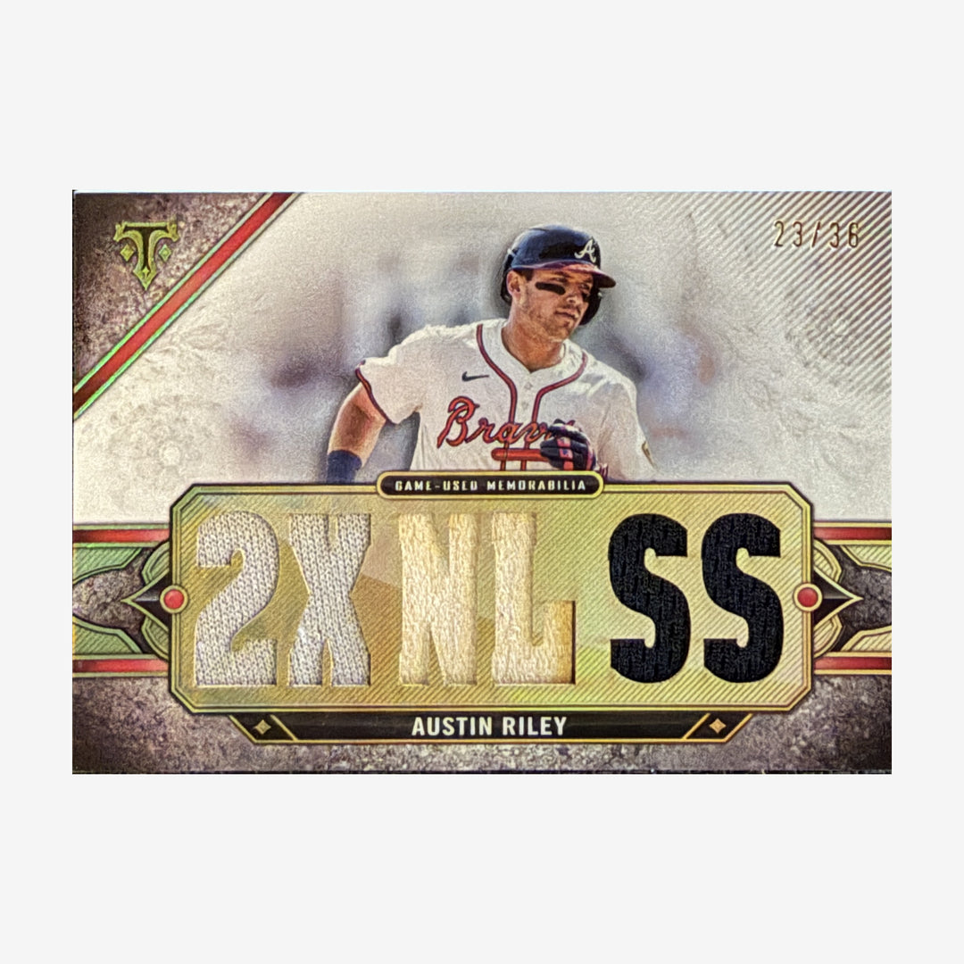 2024 Topps Triple Threads Austin Riley Triple Relic #TTR-ARI3 /36 — front of card