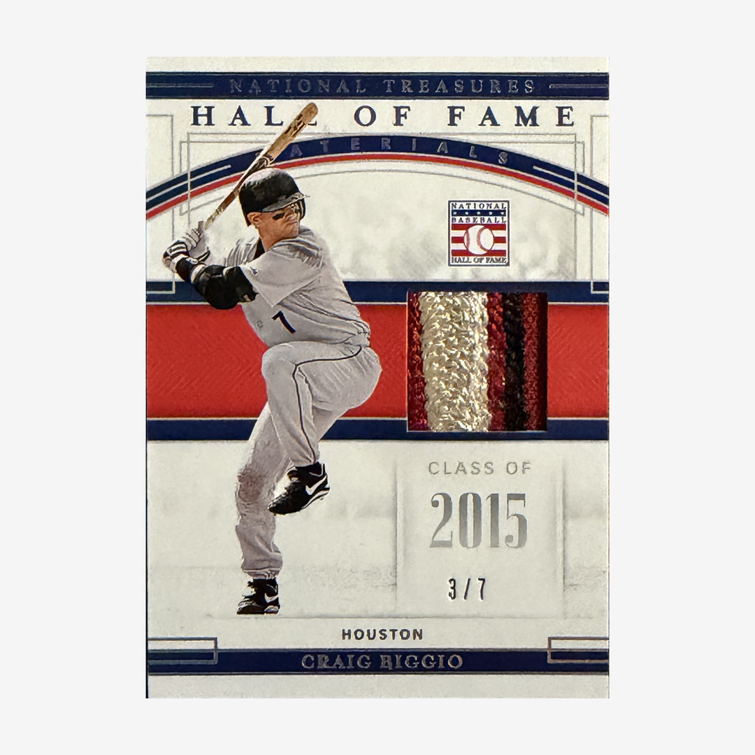 2020 Panini National Treasures Craig Biggio Hall of Fame Materials Patch /7 — front of card