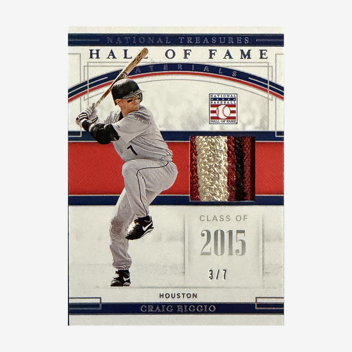 2020 Panini National Treasures Craig Biggio Hall of Fame Materials Patch /7 — front of card