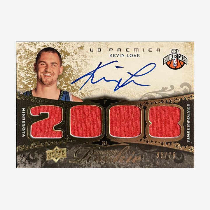 2008-09 Upper Deck Premier Kevin Love Rookie Autograph Quad Relic /75 — front of card