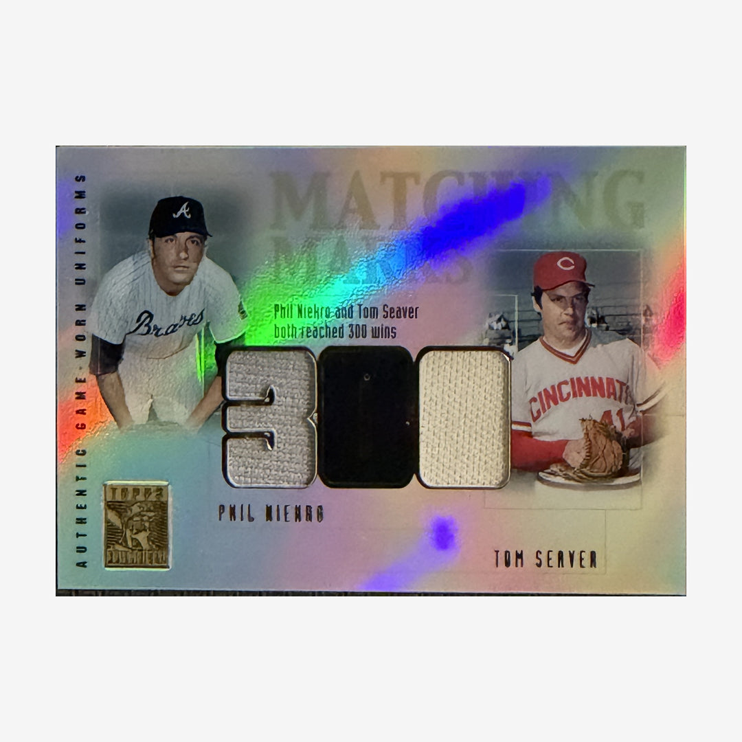 2002 Topps Tribute Matching Marks Phil Niekro Tom Seaver Dual Relic #MM-NS — front of card