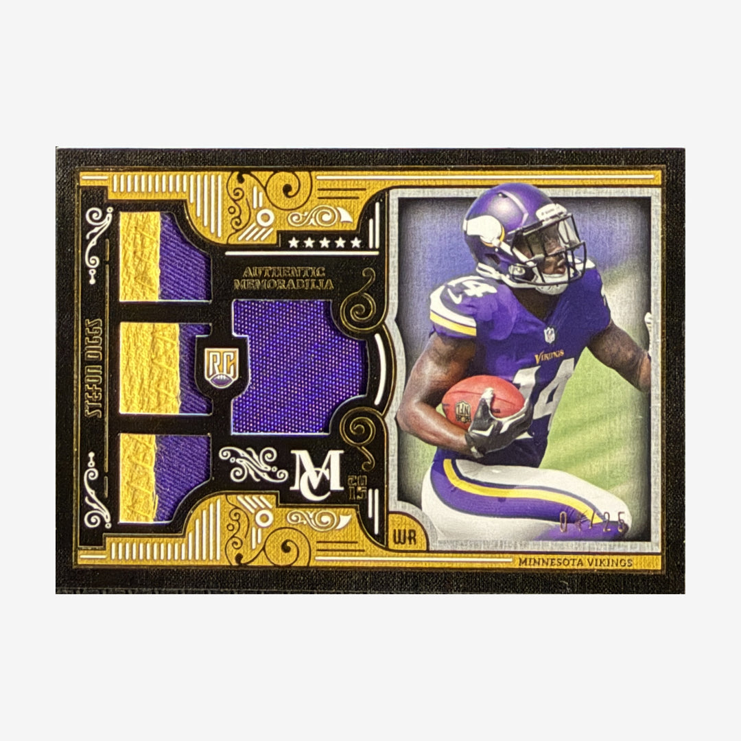 2015 Topps Museum Collection Stefon Diggs Rookie Quad Relic /25 – Vikings — front of card