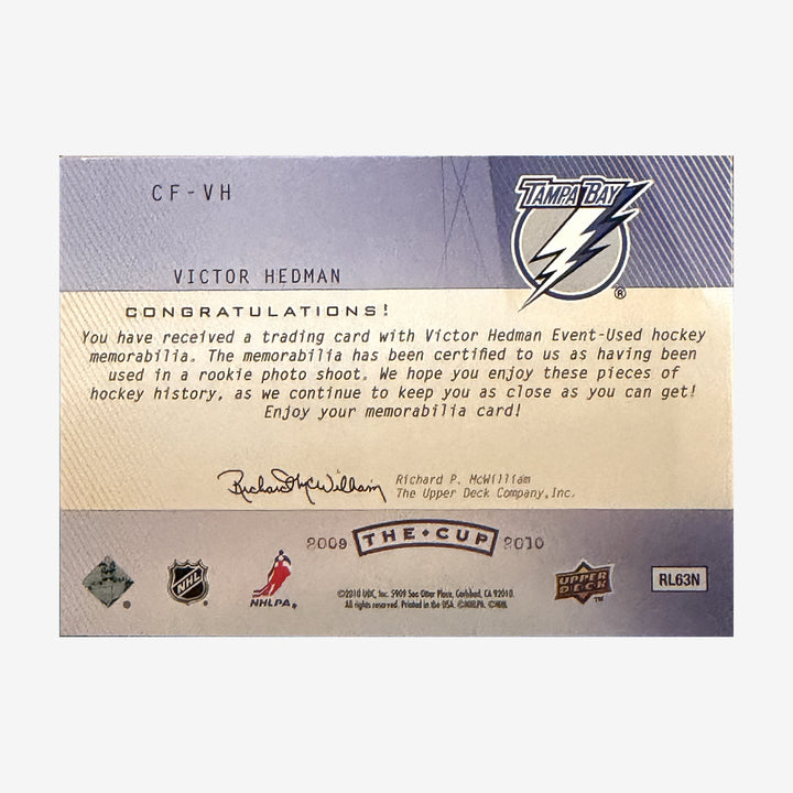 2009-10 Upper Deck The Cup Victor Hedman Foundations Quad Patch /10 — back of card