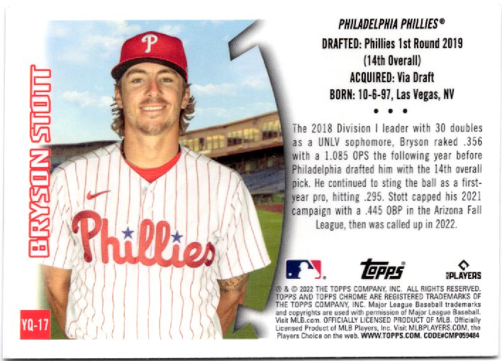 2022 Topps Chrome Sonic Bryson Stott Rookie 