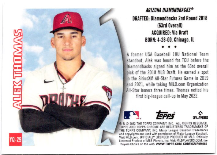 2022 Topps Chrome Sonic Alek Thomas Rookie 
